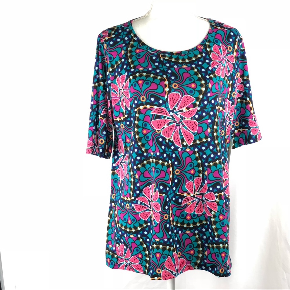 LulaRoe Gigi Top Floral Pink Blue Size 3XL